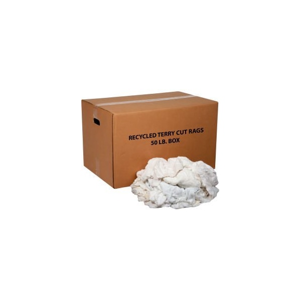 Monarch Brands GEC 153; Premium Recycled White Cotton Terry Cut Rags, 50 Lb. Box R020-W54-PU*50 - main